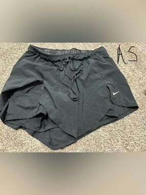Nike Black Womens Layered Running Shorts with Branded Waistband